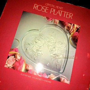 Heart Shaped Crystal Rose Dish NWT
